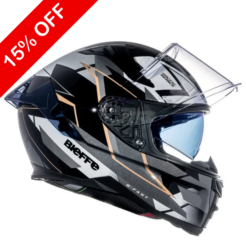 Capacete BIEFFE B-fast Vx - Cor Preto/Dourado Tamanho 60