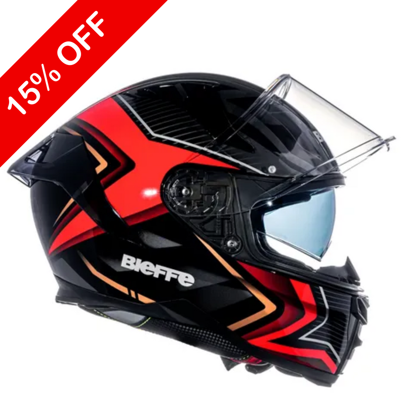 Capacete BIEFFE B-fast Strak - Cor Preto/Vermelho Tamanho 58