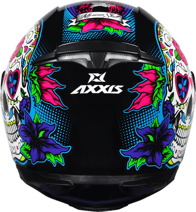 Capacete AXXIS Eagle Skull Gloss Black/Blue 60L - Design Temático Premium