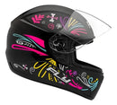 Capacete Fly F-9 HG Fiesta Preto Fosco Colorido visão lateral viseira aberta 