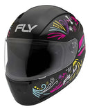 Capacete Fly F-9 HG Fiesta Preto Fosco Colorido visão Frontal 