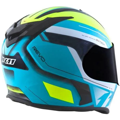CAPACETE X11 REVO PRO ELEVEN WSP SV C/VISEIRA EXTRA AZUL/BRANCO/NEON BRILHO 60 11081047 15549