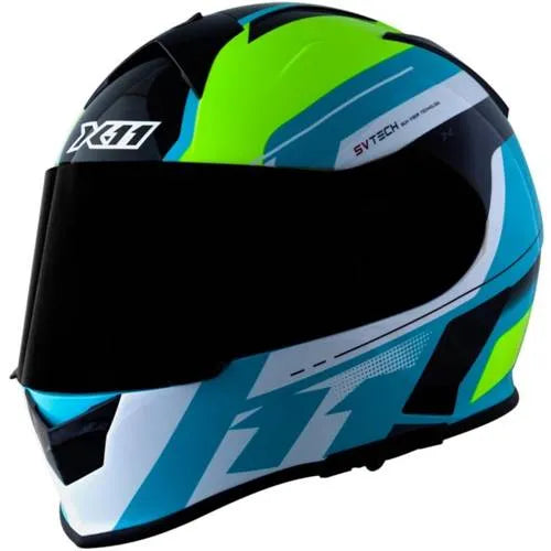 CAPACETE X11 REVO PRO ELEVEN WSP SV C/VISEIRA EXTRA AZUL/BRANCO/NEON BRILHO 60 11081047 15549