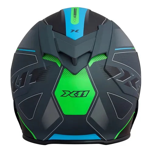 Capacete X11 Revo Pro Flagger SV com Viseira Extra Verde Fosco - Tamanho 58