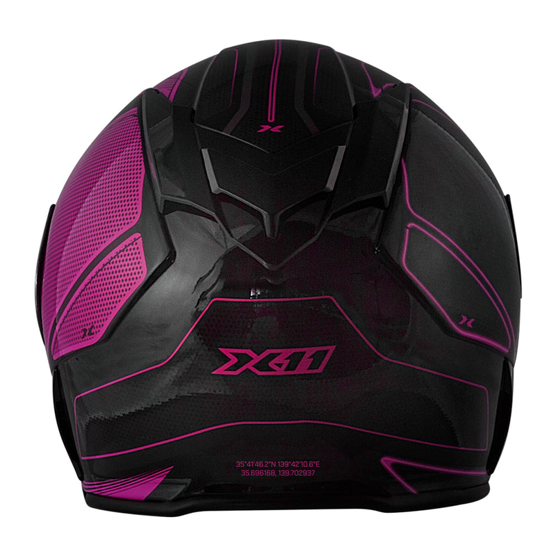 Capacete X11 REVO PRO TRONIX SV - Cor Rosa com Viseira Extra Tamanho 58