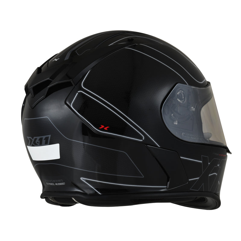Capacete X11 Revo Pro Tronix SV Cinza/Preto Brilho Tamanho 58 - Com Viseira Extra