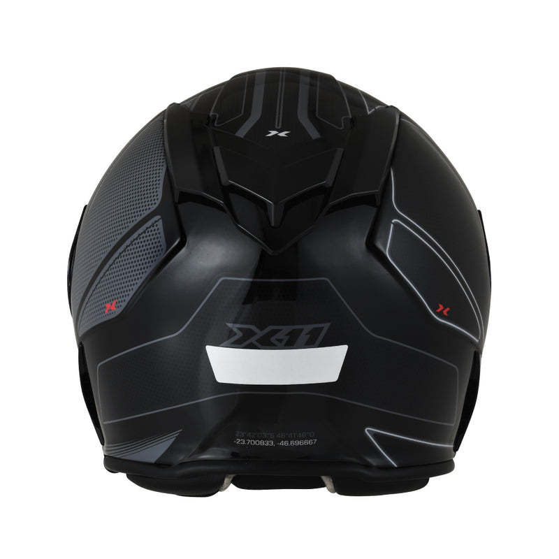 Capacete X11 Revo Pro Tronix SV Cinza/Preto Brilho Tamanho 58 - Com Viseira Extra