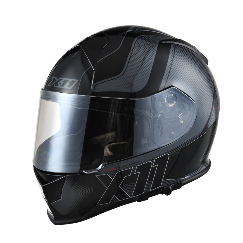 Capacete X11 Revo Pro Tronix SV Cinza/Preto Brilho Tamanho 58 - Com Viseira Extra