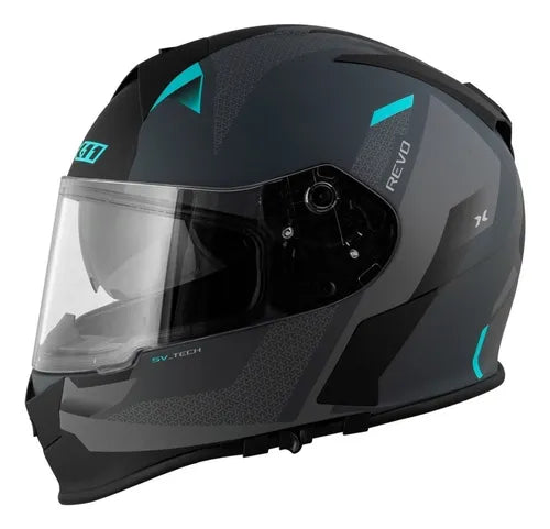 Capacete X11 REVO VISION SV - Cor Cinza/Acqua Fosco Tamanho 56