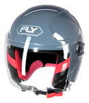 CAPACETE FLY JET HG CLASSIC CINZA visão frontal 