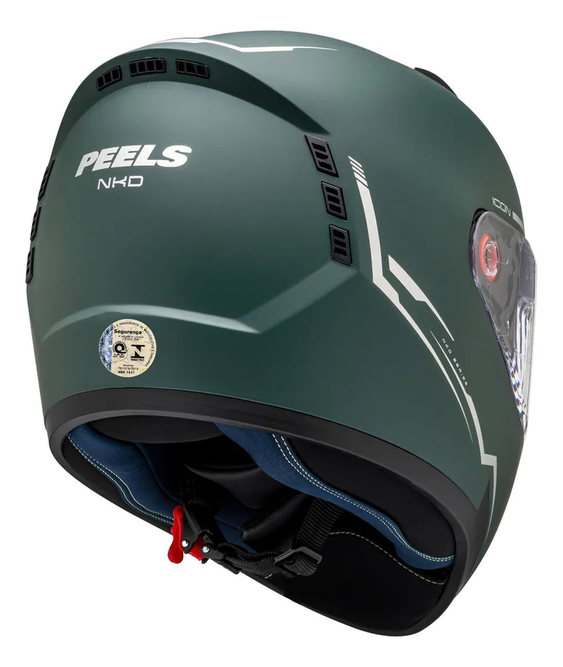 Capacete Peels Icon 23 Naked - Cor Verde Militar Fosco/Prata