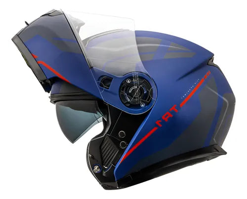 Capacete Peels U-RB2 TR1 NKD Articulado Robocop com Óculos Interno - Cor Azul Fosco/Marinho Tamanho 58