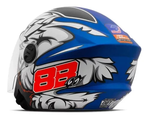 Capacete  Aberto Tork New Liberty Three Azul Fosco Tamanho 56 