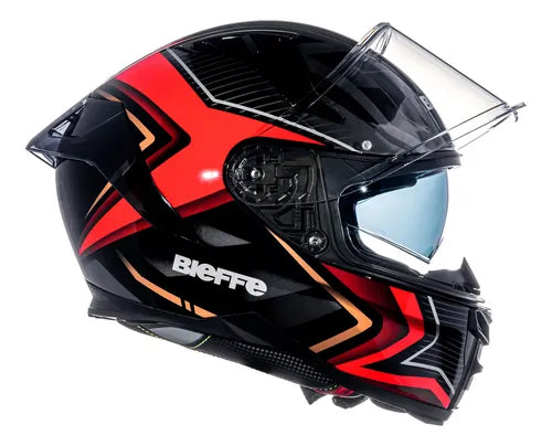 Capacete BIEFFE B-fast Strak - Cor Preto/Vermelho Tamanho 58