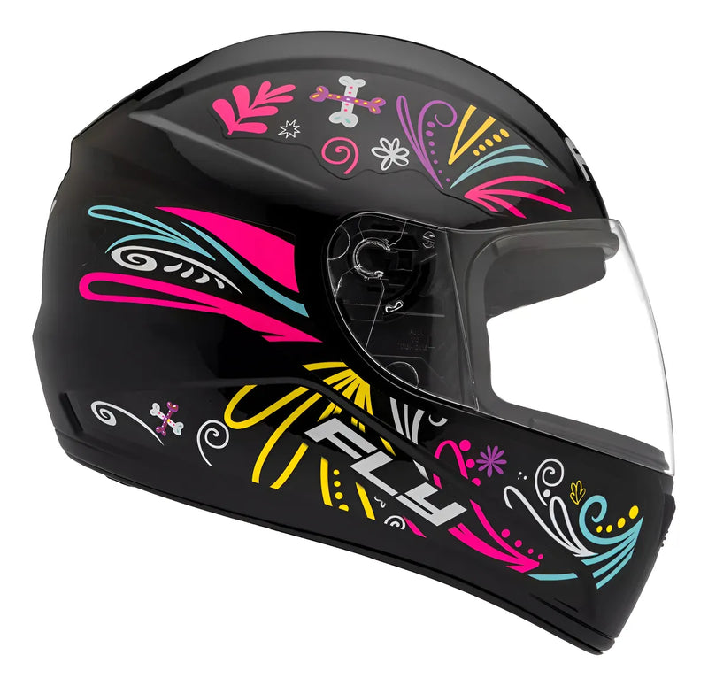Capacete FLY F-9 HG Fiesta Preto Fosco  Design Moderno