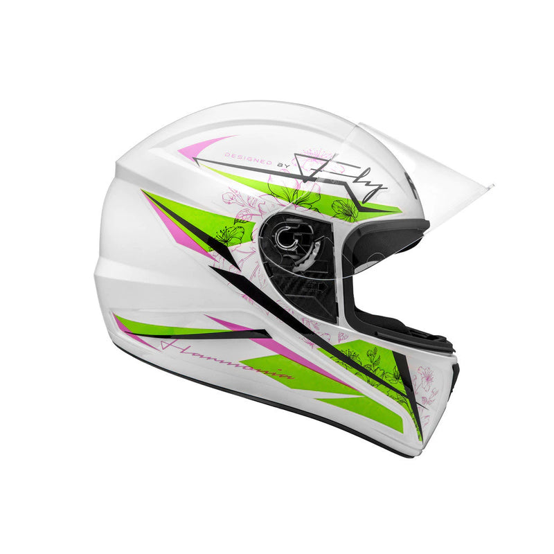 Capacete FLY F-9 HG Harmonia Branco Amarelo certificado INMETRO - vista frontal