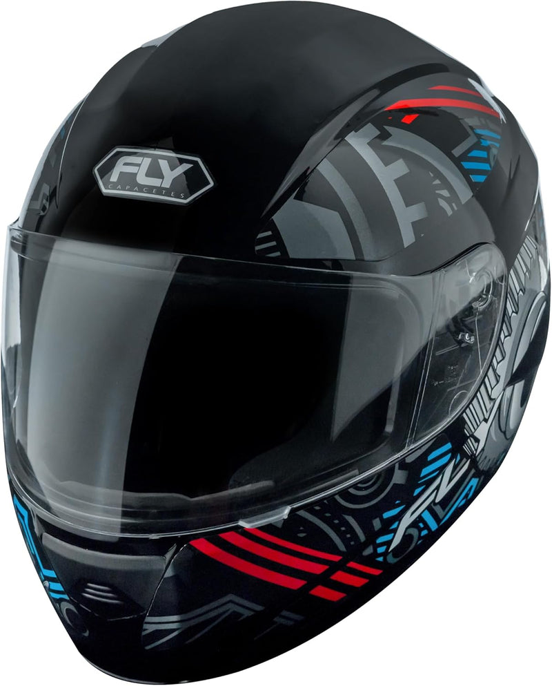 Capacete FLY F-9 HG Motor - Detalhe dos Gráficos Preto 
