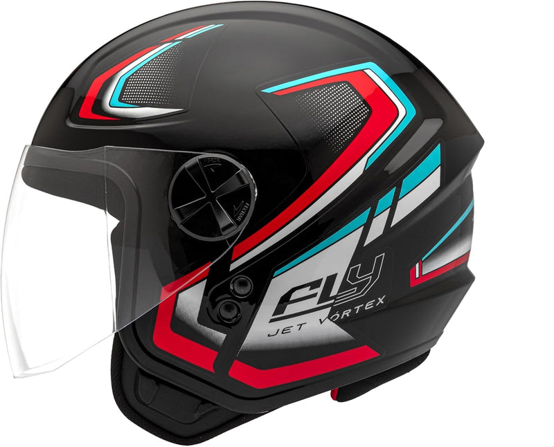 Capacete FLY Jet HG Vortex Preto/Vermelho Fosco  - Estilo Aberto Vista Frontal

