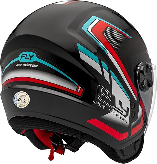 Capacete FLY Jet HG Vortex Preto/Vermelho - Vista Lateral Estilo Jet
