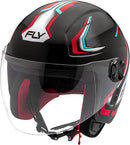 Capacete FLY Jet HG Vortex Preto/Vermelho - Detalhe dos Gráficos Vermelhos
