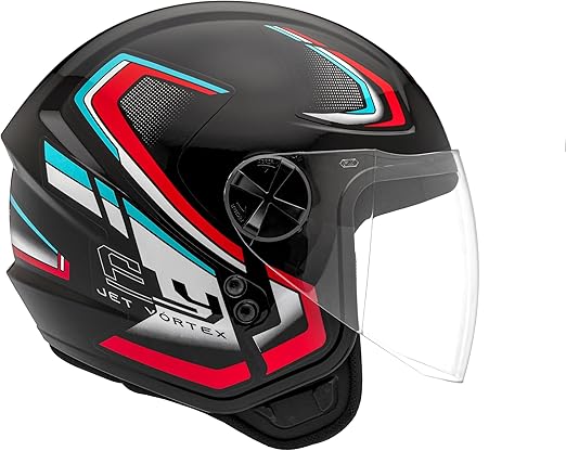 Capacete FLY Jet HG Vortex Preto/Vermelho - Design Urbano Aberto
