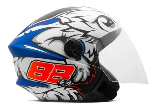 Capacete Tork New Liberty Three Azul Fosco Tamanho 56  viseira Cristal