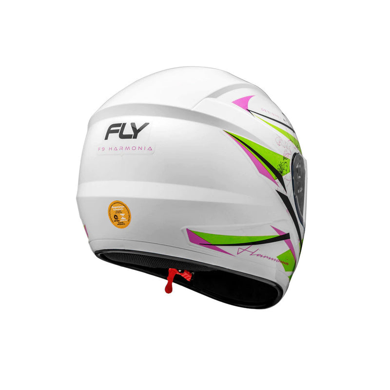 Capacete motociclista FLY F-9 HG Harmonia branco amarelo com sistema de ventilação e fecho micrométrico