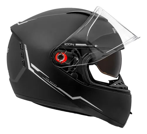 Capacete Peels Icon Pro NKD com Viseira - Cor Preto Fosco/Prata