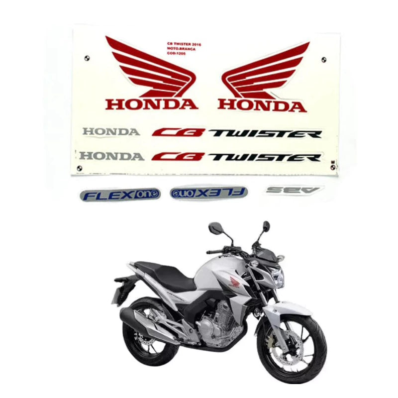Kit Adesivos Honda CB 250 Twister 2016 Branca - Faixas Originais 1205