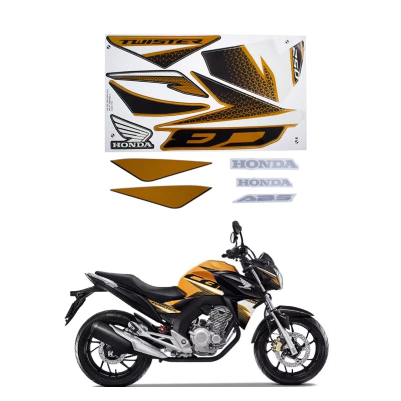 Kit Adesivos Honda CB 250 Twister 2020 Amarela - Faixas Originais 1314