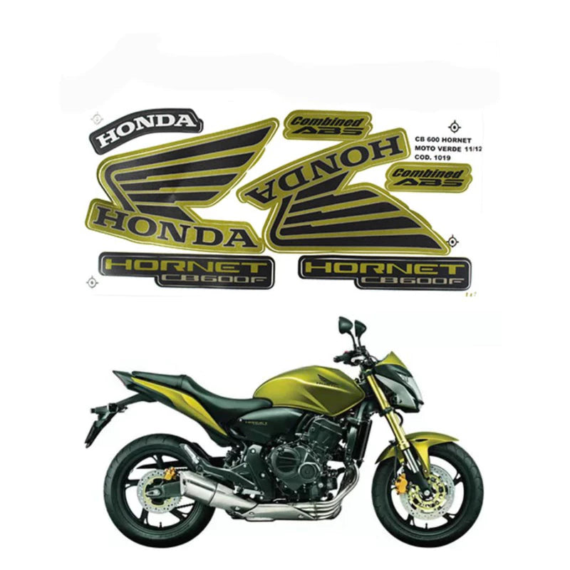 Kit Adesivos Honda CB 600F Hornet 2011/2012 Verde Metálico - Faixas Originais 1019