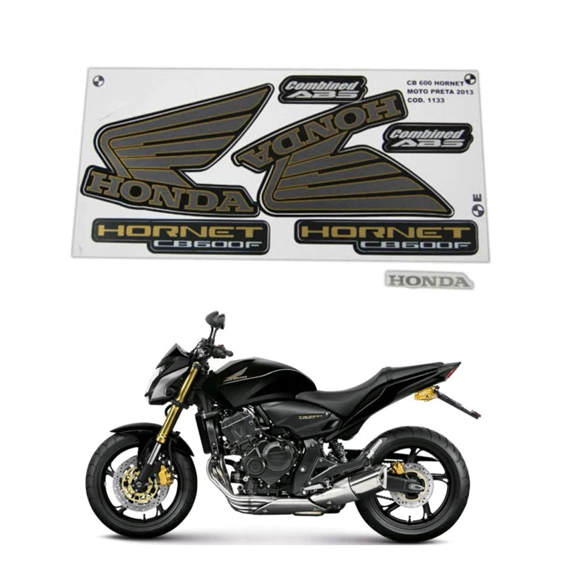 Kit Adesivos Honda CB 600F Hornet 2013/2014 Preta - Faixas Originais 1133