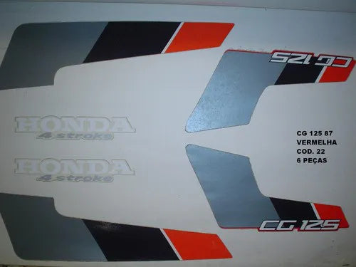 Kit Completo de Adesivos Honda CG 125 1987 - Cor Vermelha