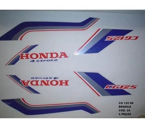 Kit Completo de Adesivos Honda CG 125 1988 - Cor Branca