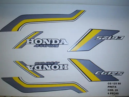 Kit Completo de Adesivos Honda CG 125 1988 - Cor Preta
