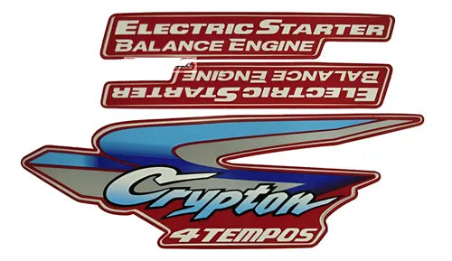 Kit Completo de Adesivos Yamaha Crypton 2000 - Cor Vermelha
