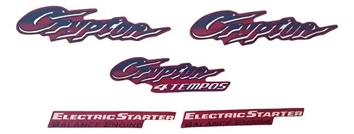 Kit Completo de Adesivos Yamaha Crypton 2002 - Cor Vermelha