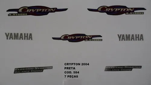 Kit Completo de Adesivos Yamaha Crypton 2004 - Cor Preto