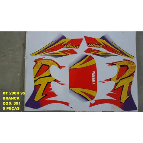Kit Completo de Adesivos Yamaha DT 200R 1995 - Cor Branco