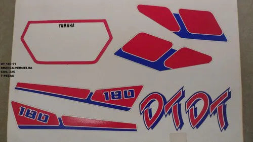 Kit Completo de Adesivos Yamaha DTZ 180 1991 - Cor Branco/Vermelho