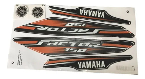 Kit Completo de Adesivos Yamaha Factor 150 2017 - Cor Laranja