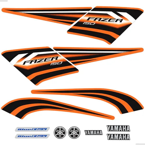 Faixa Adesiva Yamaha Fazer 150 SED 2014/2015 Original Laranja - Qualidade Premium e Acabamento Perfeito
