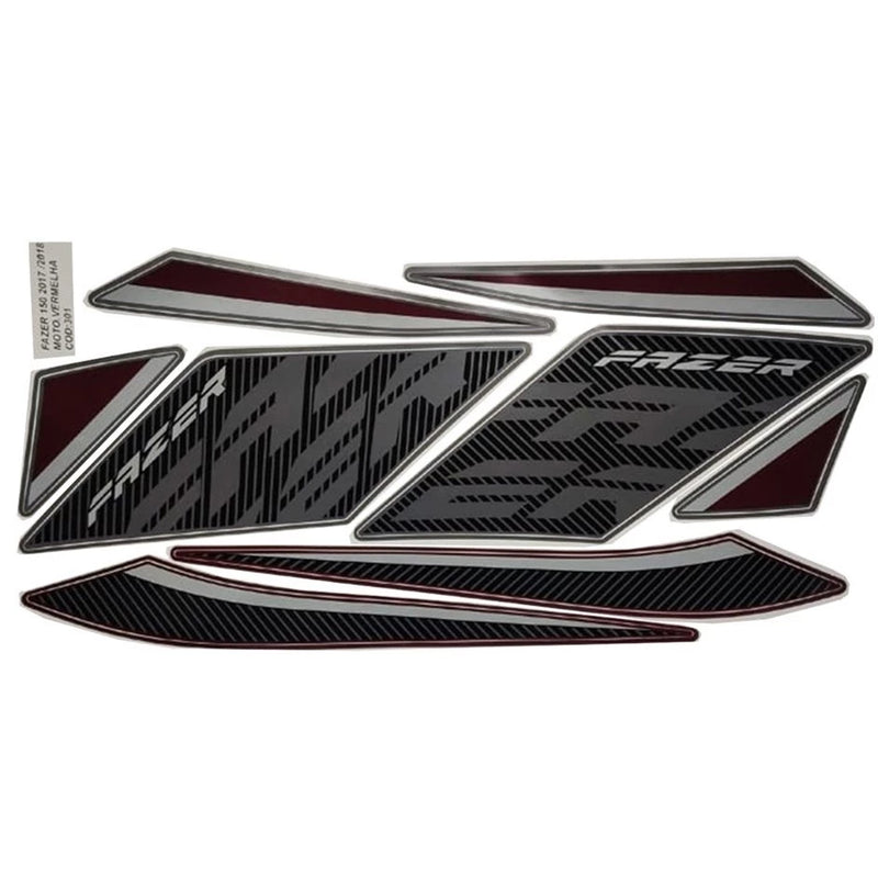 Faixa Adesiva Yamaha Fazer 150 SED 2017/2018 Original Vermelha - Qualidade Premium e Acabamento Perfeito
