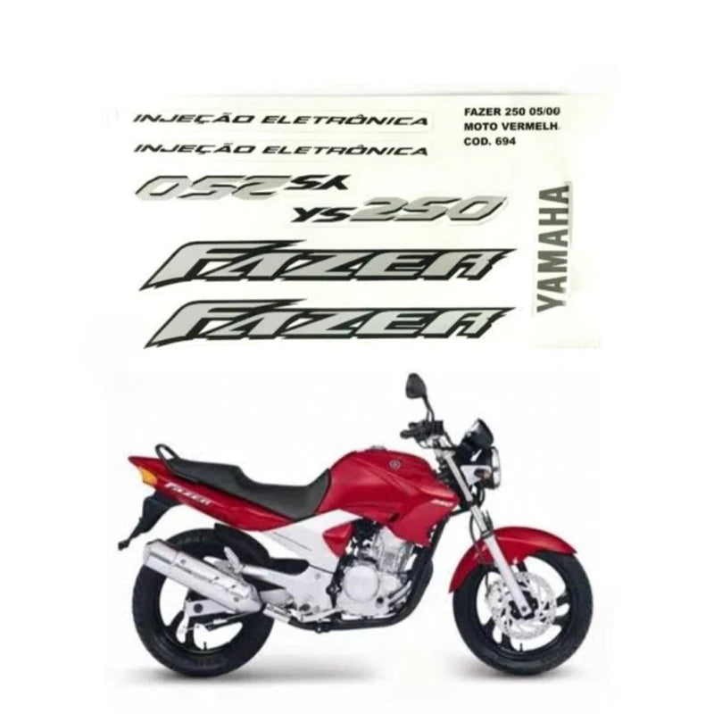 Faixa Adesiva Yamaha Fazer 250 2005/2006 Original Vermelha - Qualidade Premium e Acabamento Perfeito