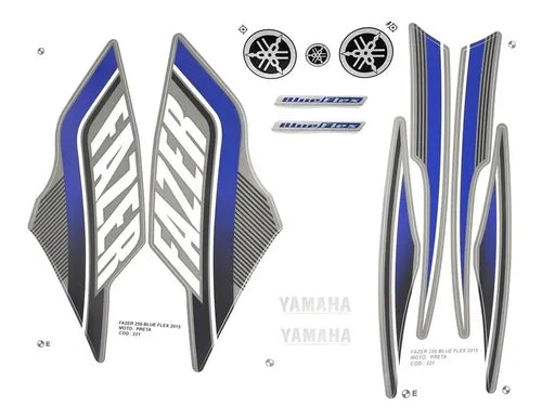 Faixa Adesiva Yamaha Fazer 250 Blue Flex 2015 Original Preta - Qualidade Premium e Acabamento Perfeito