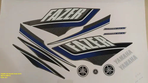 Faixa Adesiva Yamaha Fazer 250 Blue Flex 2015 Original Preta - Qualidade Premium e Acabamento Perfeito