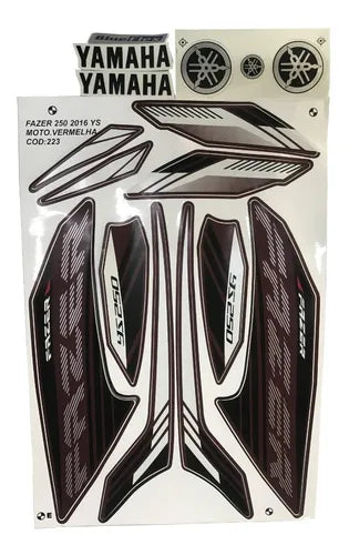 Faixa Adesiva Yamaha Fazer 250 Blue Flex 2016 Original Vermelha - Qualidade Premium e Acabamento Perfeito