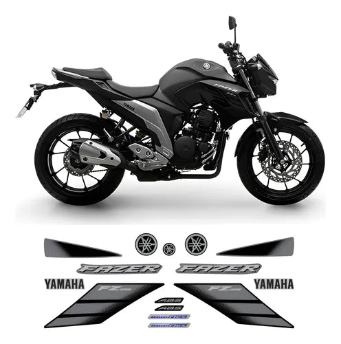 Faixa Adesiva Yamaha Fazer 250 FZ 2022 Original Preta - Qualidade Premium e Acabamento Perfeito