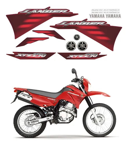 Faixa Adesiva Yamaha Lander 250 2007 Original Vermelha - Qualidade Premium e Acabamento Perfeito