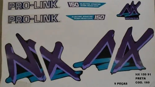 Kit Completo de Adesivos Honda NX 150 1991 - Cor Preto